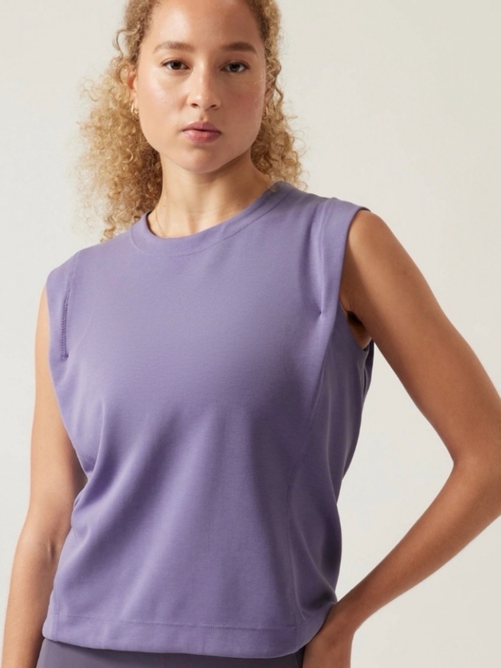 Athleta Seasoft Tank Sweatshirt XS Dusk Purple TENCEL Soft Muscle Tee Travel